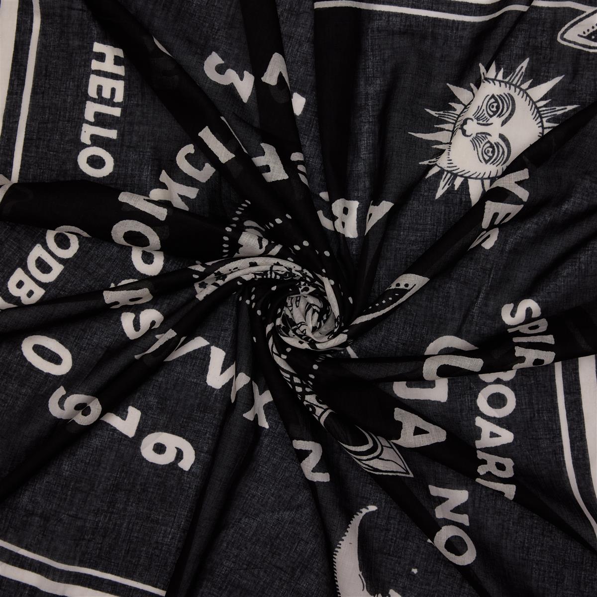 Baumwolltuch Premium mit Ouija Muster in Schwarz Weiß