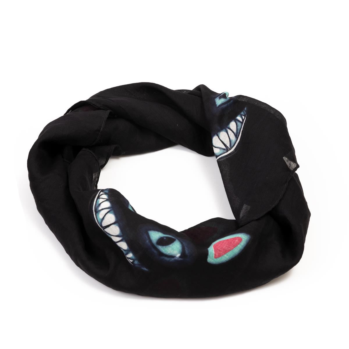 Baumwolltuch mit The Wonderland Cat Muster in Schwarz