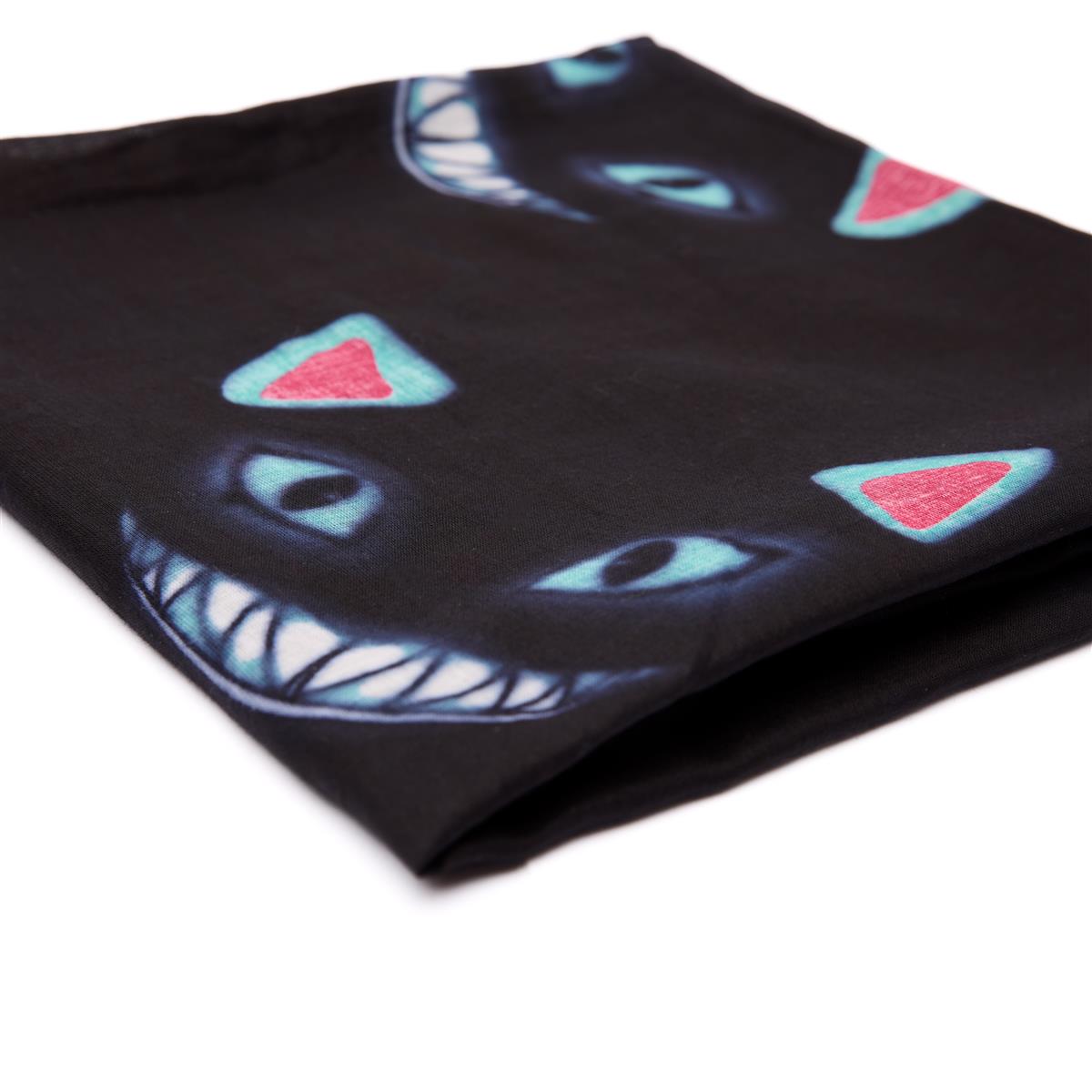 Baumwolltuch mit The Wonderland Cat Muster in Schwarz