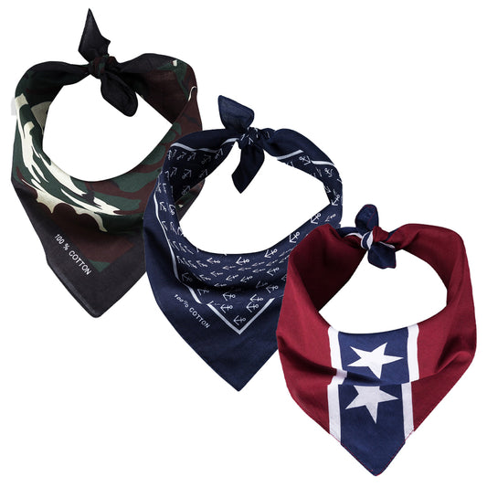 3er Bandana Set Grün Camo Blau Rot Blau