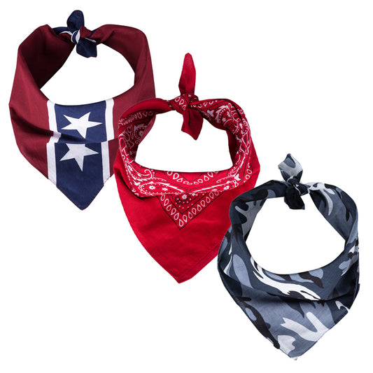 3er Bandana Set Bordeaux Blau Rot Blau Camo