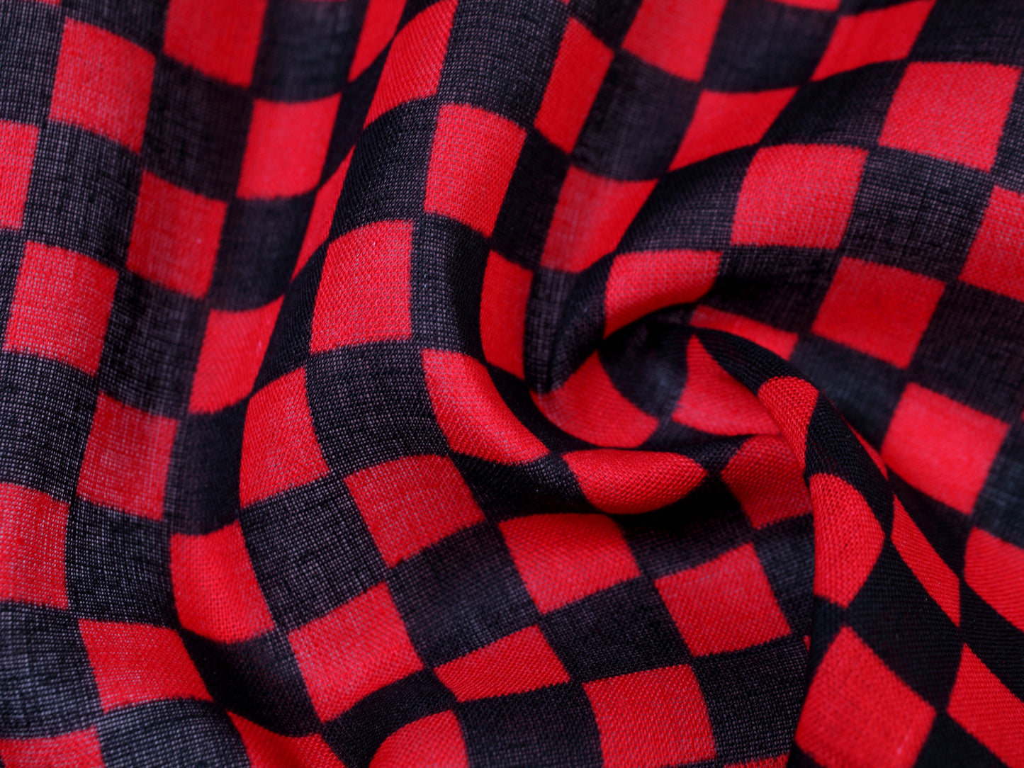 Bandana Halstuch Schwarz Rot Schachbrett Kariert 55 cm x 55 cm