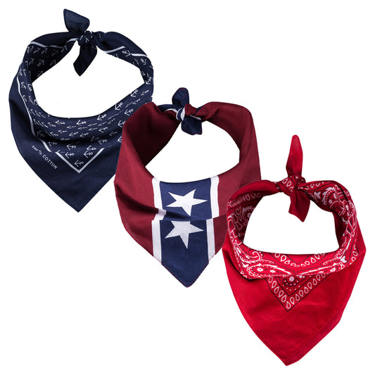 3er Bandana Set Blau Maritim Bordeaux Rot Paisley