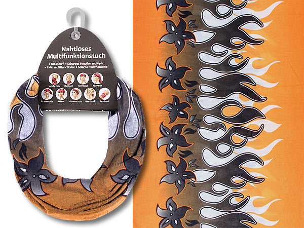 Multifunktionstuch Flammen und Blumen Design