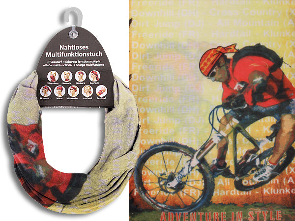 Mountanbike Multifunktionsschal mit Biker Aufdruck