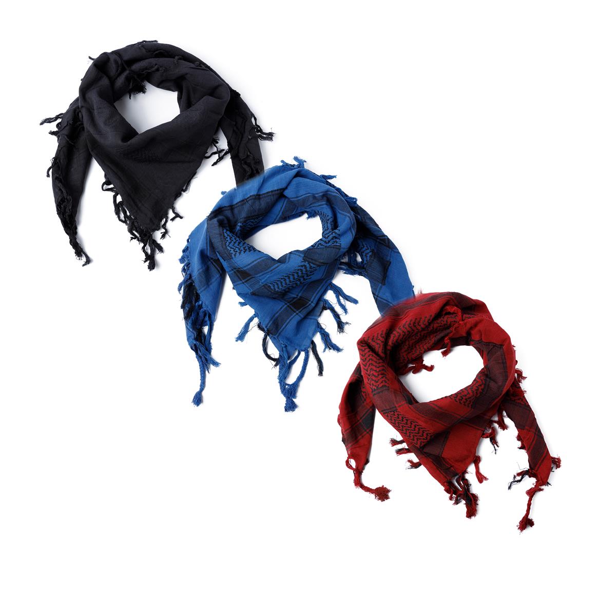 Palästinensertuch Shemagh Kufiya 3er Set in Bordeaux Schwarz Blau