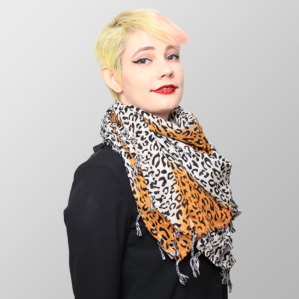 Halstuch Bicolor in Leoparden Optik Braun Weiß