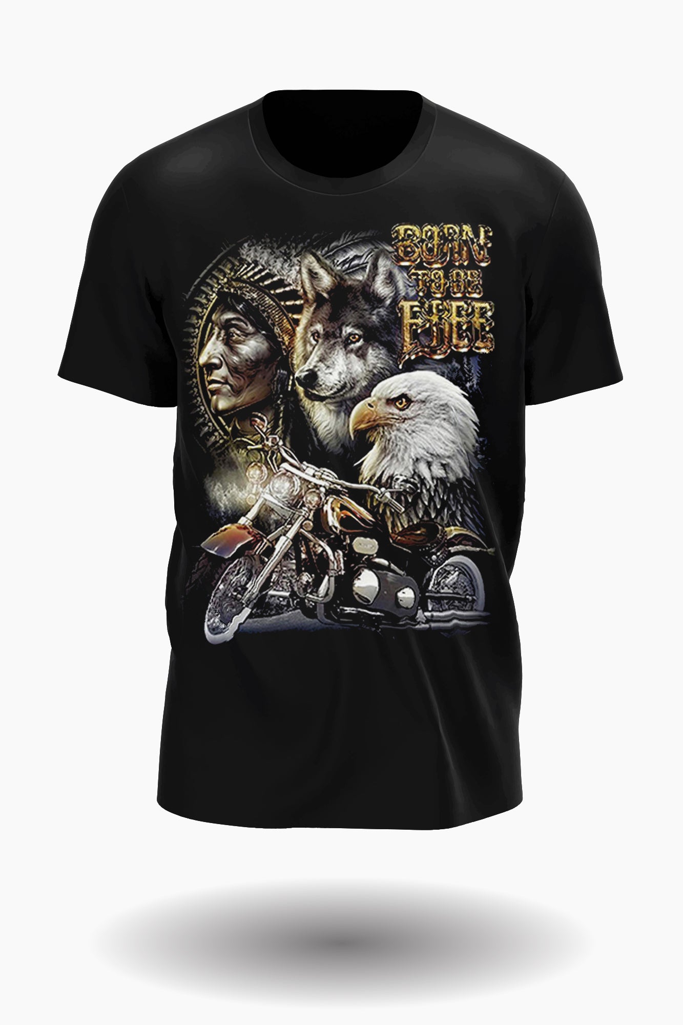 Wild Clothing Native American Adler, Wolf & Motorrad T-Shirt