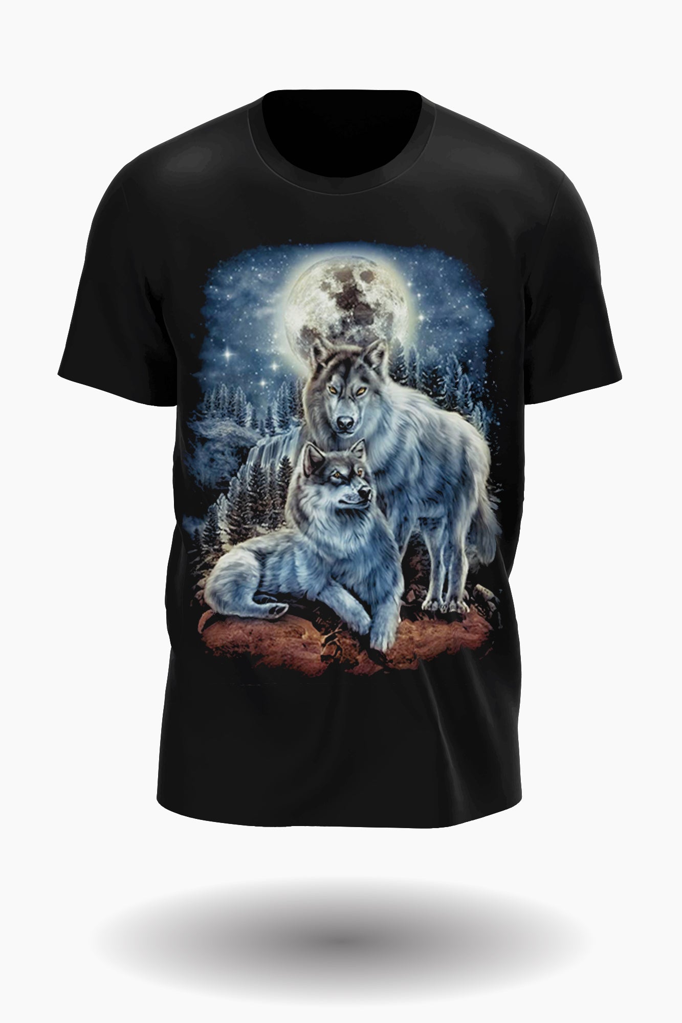 Wild Clothing Wolfsrudel in der Nacht mit Mond und im Wald T-Shirt