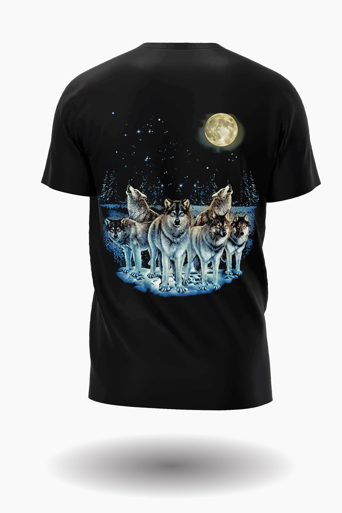 Wild Clothing Wolfsrudel in der Nacht mit Mond und im Wald T-Shirt