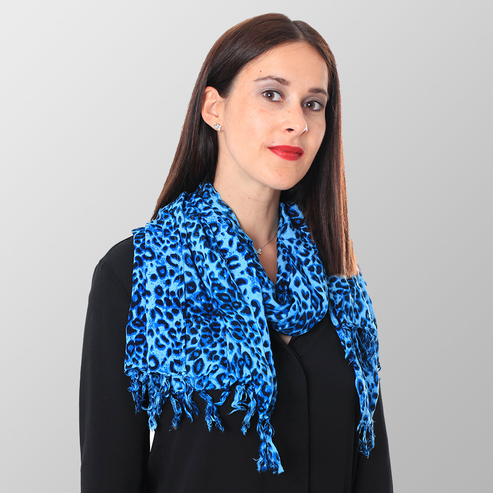 Blaues Tuch mit Leoparden Druck