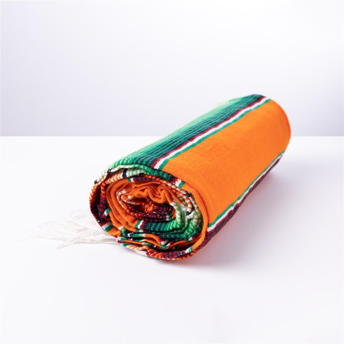 Mexikanische Handgewebte Sarape Fair Trade Decke in Orange Tönen