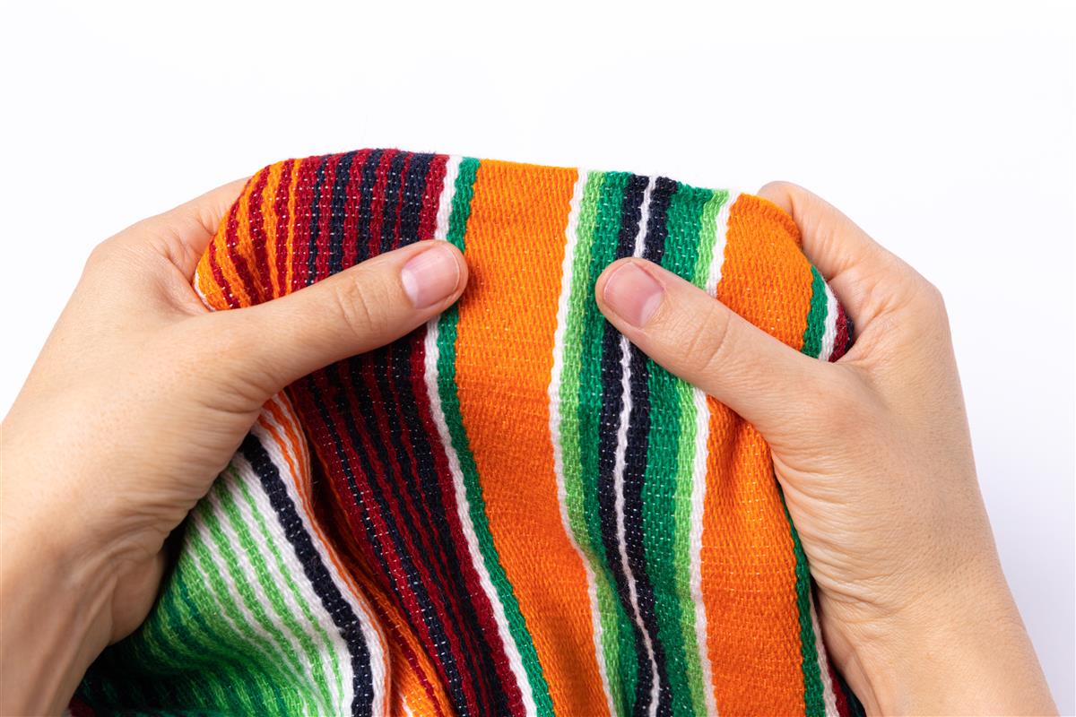 Mexikanische Handgewebte Sarape Fair Trade Decke in Orange Tönen
