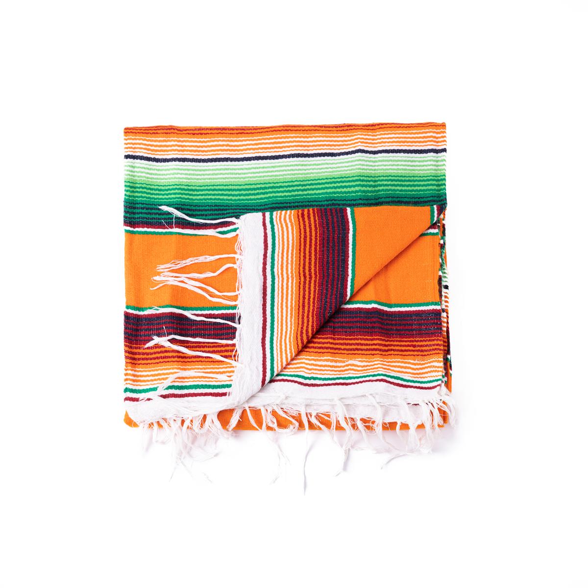 Mexikanische Handgewebte Sarape Fair Trade Decke in Orange Tönen