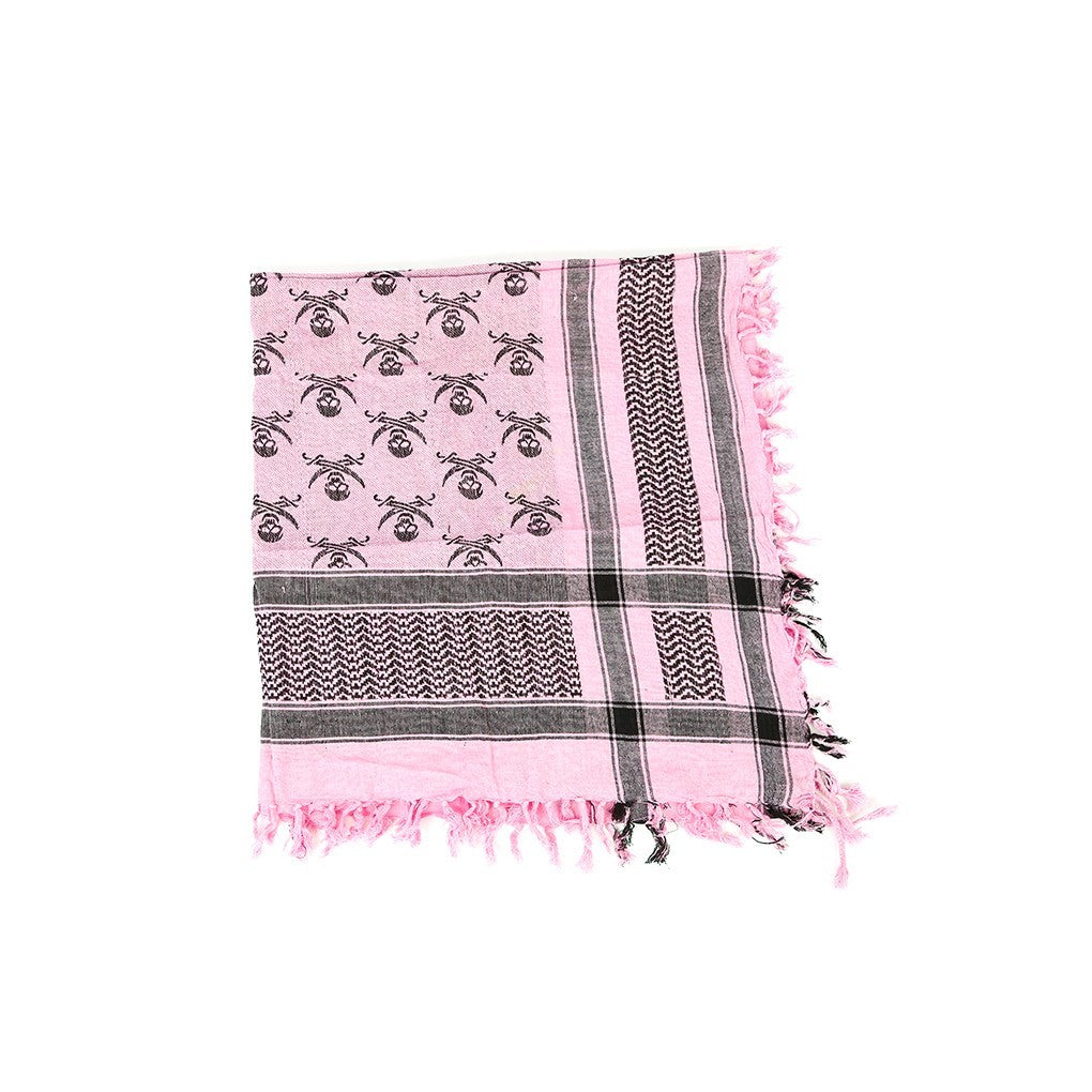 Palästinensertuch Shemagh Kufiya in Pink Schwarz Piraten Muster