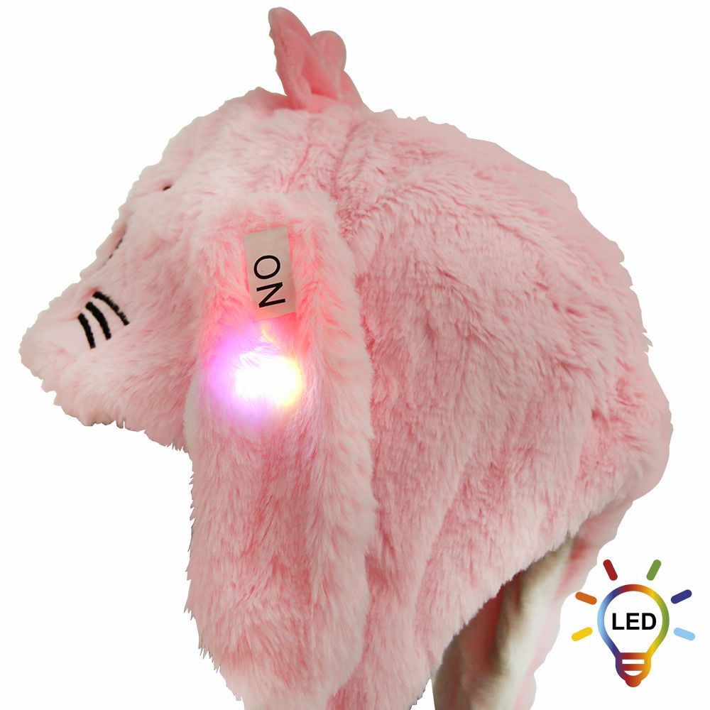Rosa Katze Wackelohrmütze mit LED´s