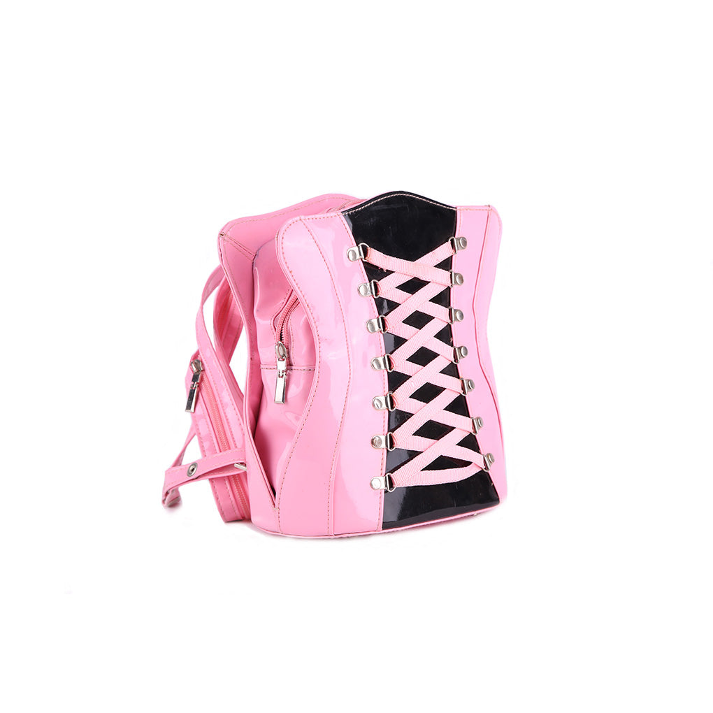 Rucksack Korsett pink lack