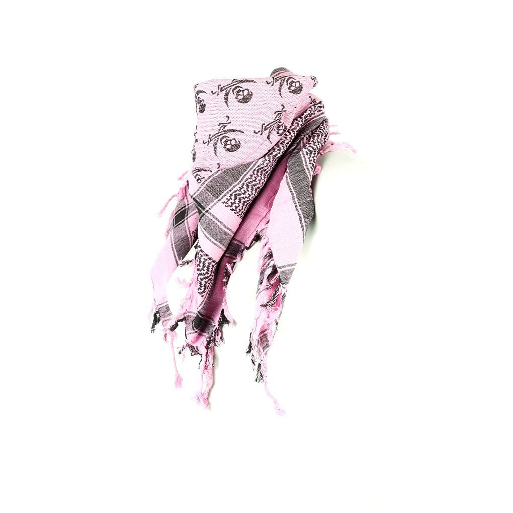 Palästinensertuch Shemagh Kufiya in Pink Schwarz Piraten Muster