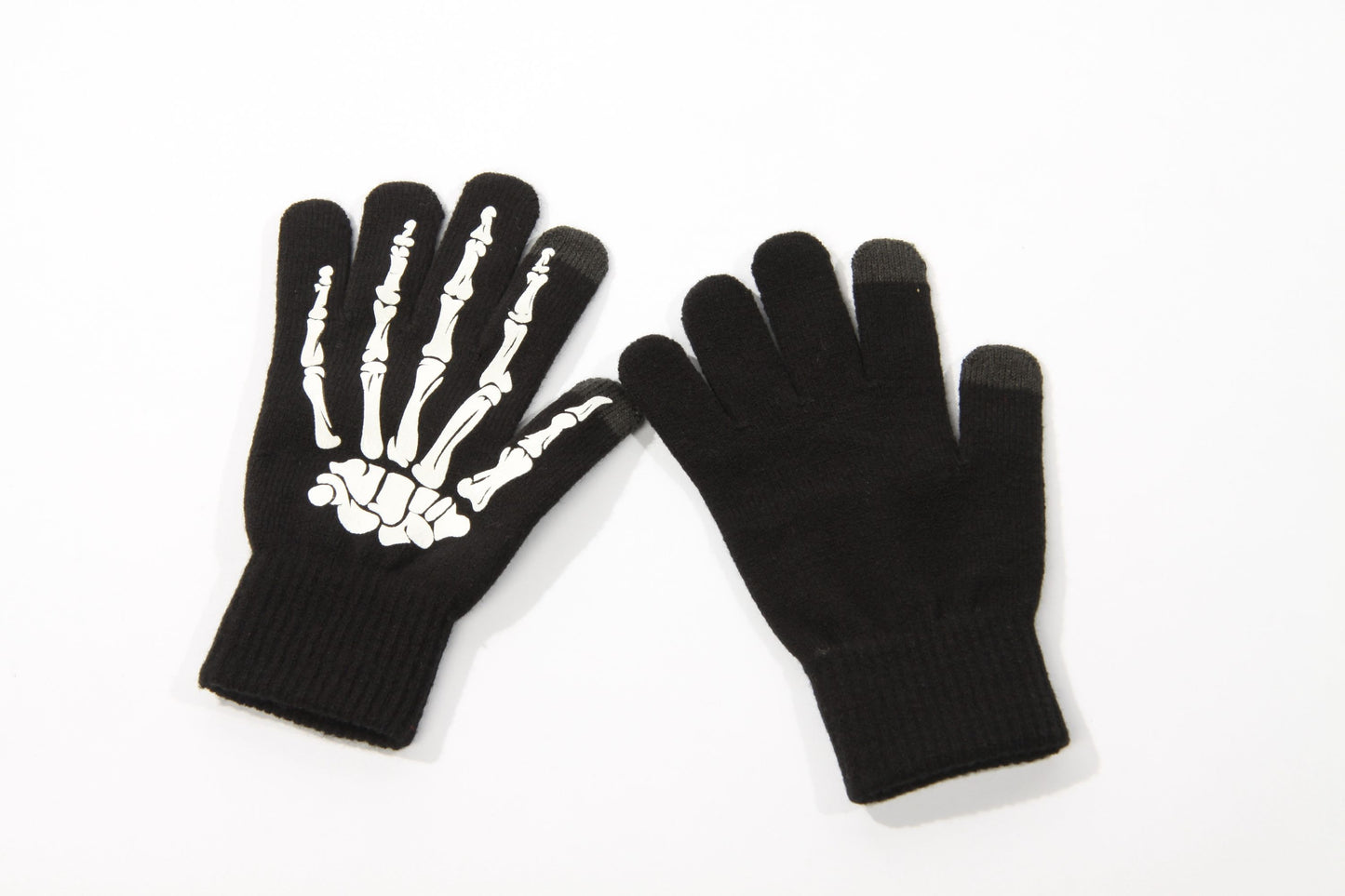 Touchscreen-Handschuhe in Schwarz mit Weißer Skeletthand