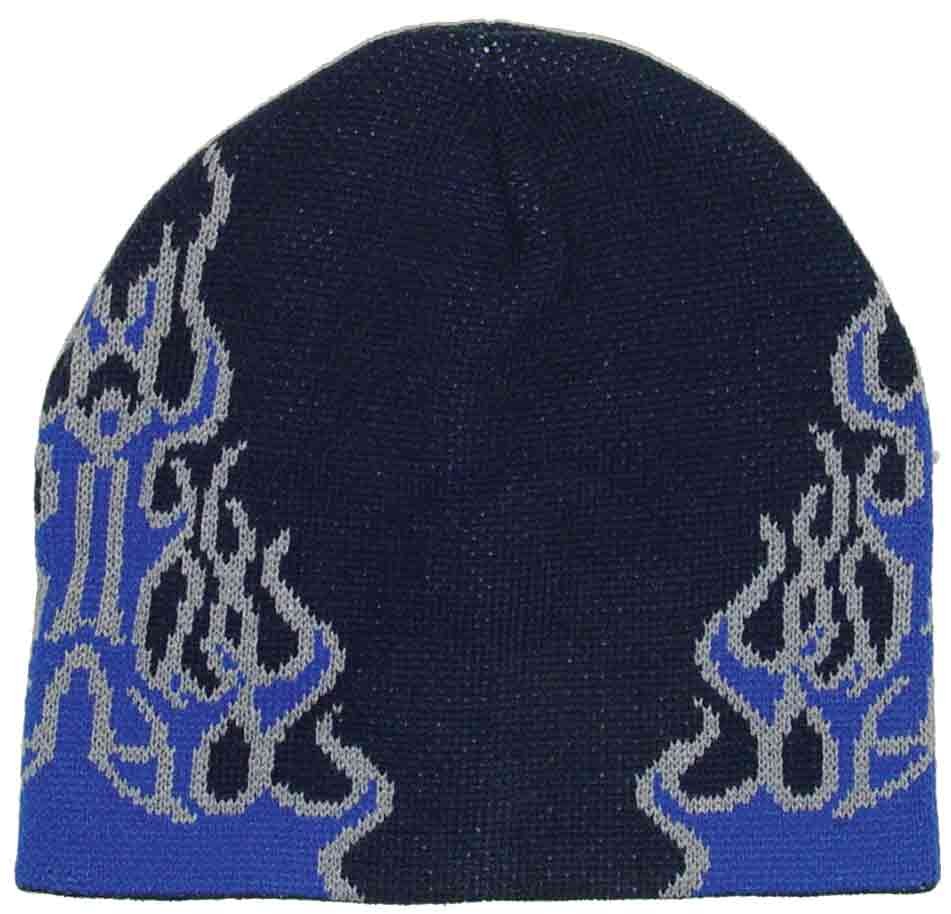 Beanie mit Flammen Dunkelblau Blau Winter