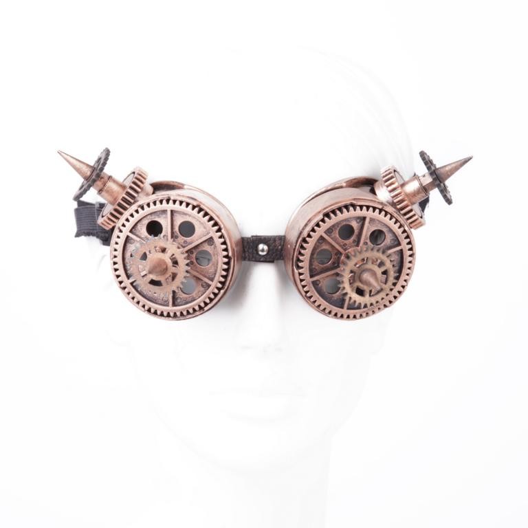 Brille mit Zahnrädern und Spitzen in Bronze