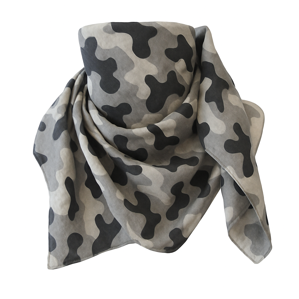 Baumwolltuch Camo Schwarz Weiß Grau