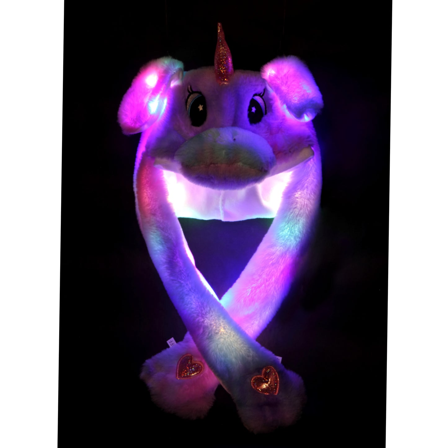 Rosa Einhorn Wackelohrmütze mit LED´s