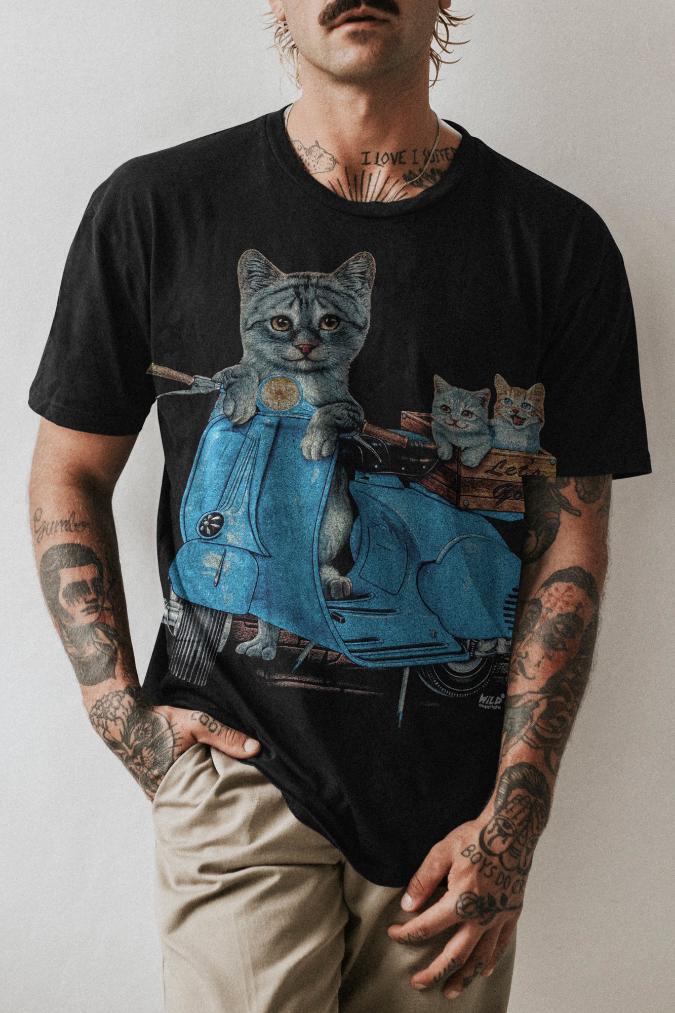 Wild Clothing Katzen Biker T-Shirt