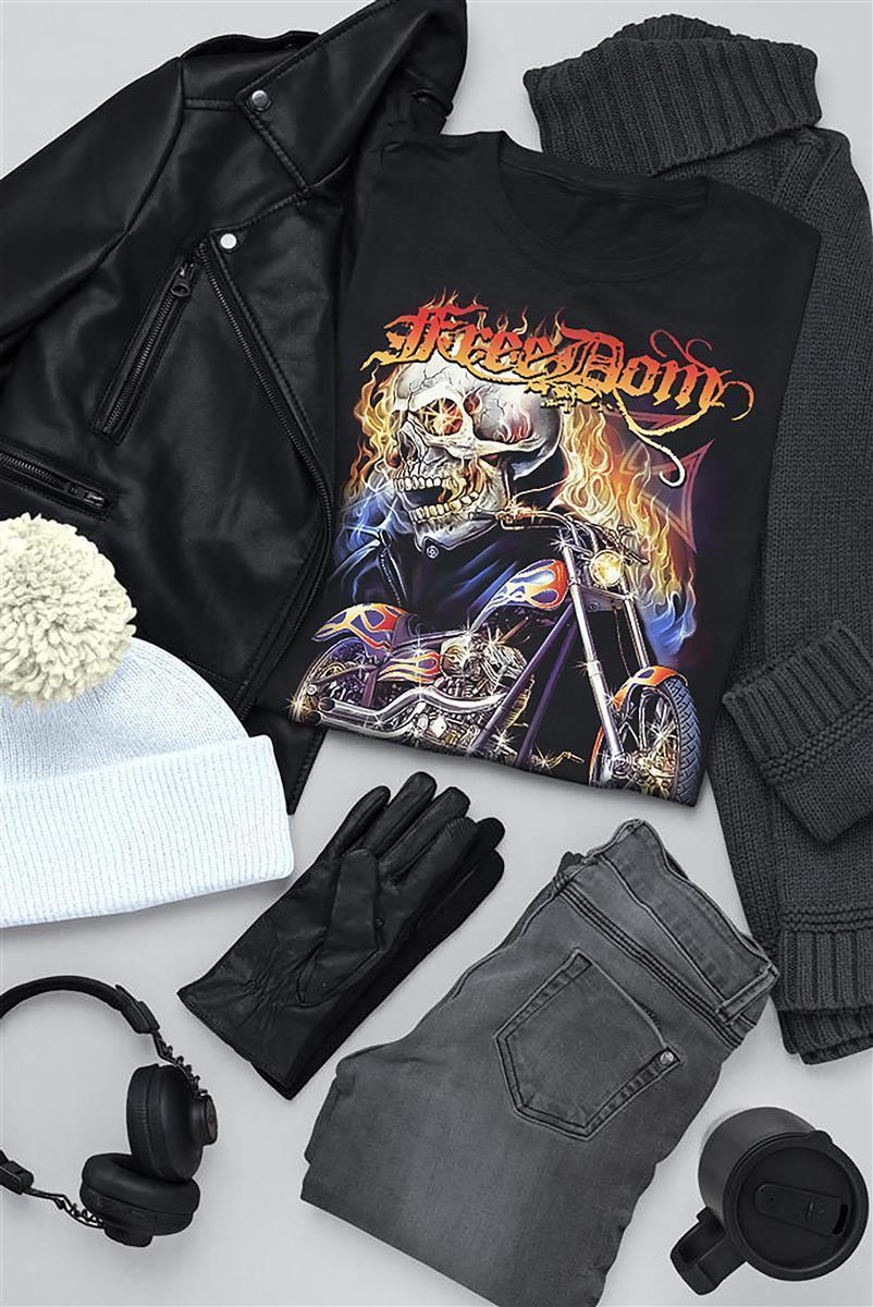 Wild Glow in the Dark Freedom Hellrider Skull T-Shirt