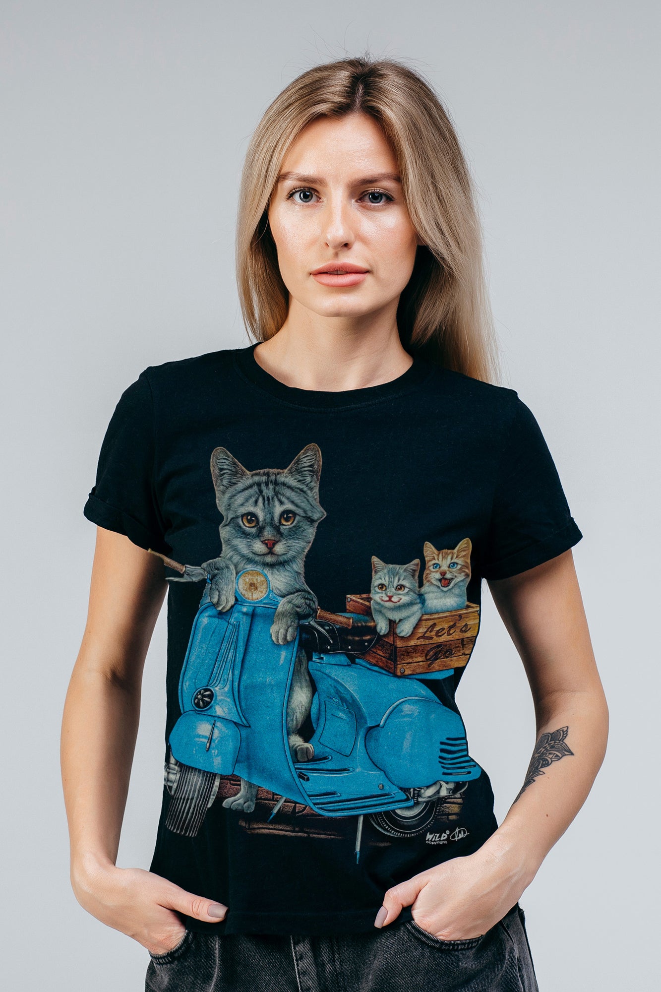 Wild Clothing Katzen Biker T-Shirt