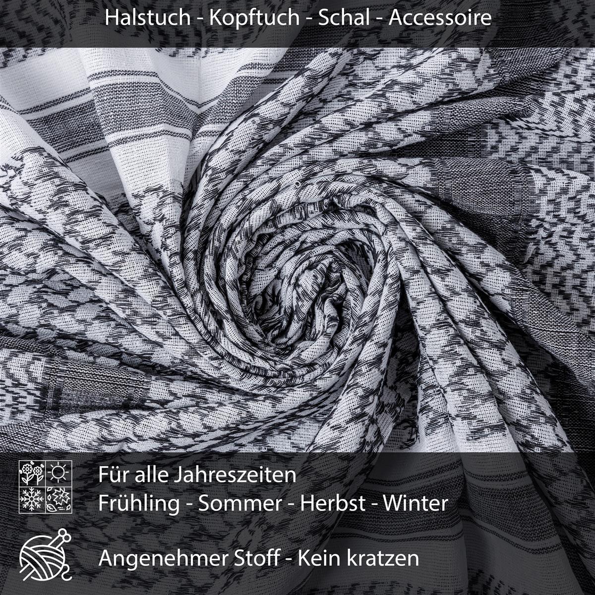 Palästinensertuch Shemagh Kufiya in Weiß Schwarz