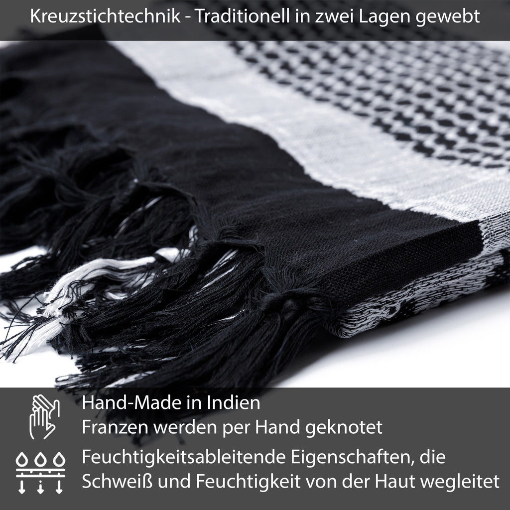 Palästinensertuch Shemagh Kufiya in Camouflage Schwarz Weiß