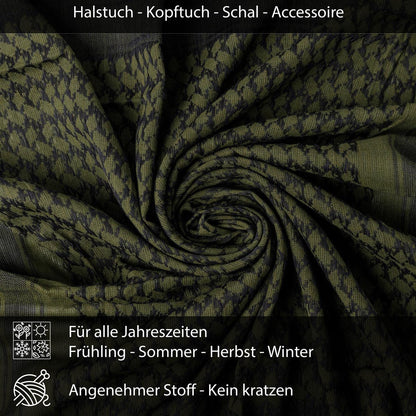 Palästinensertuch Shemagh Kufiya in Schwarz Olivgrün