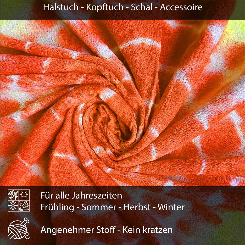 Palästinensertuch Shemagh Kufiya in Orange Gelb Tie Dye
