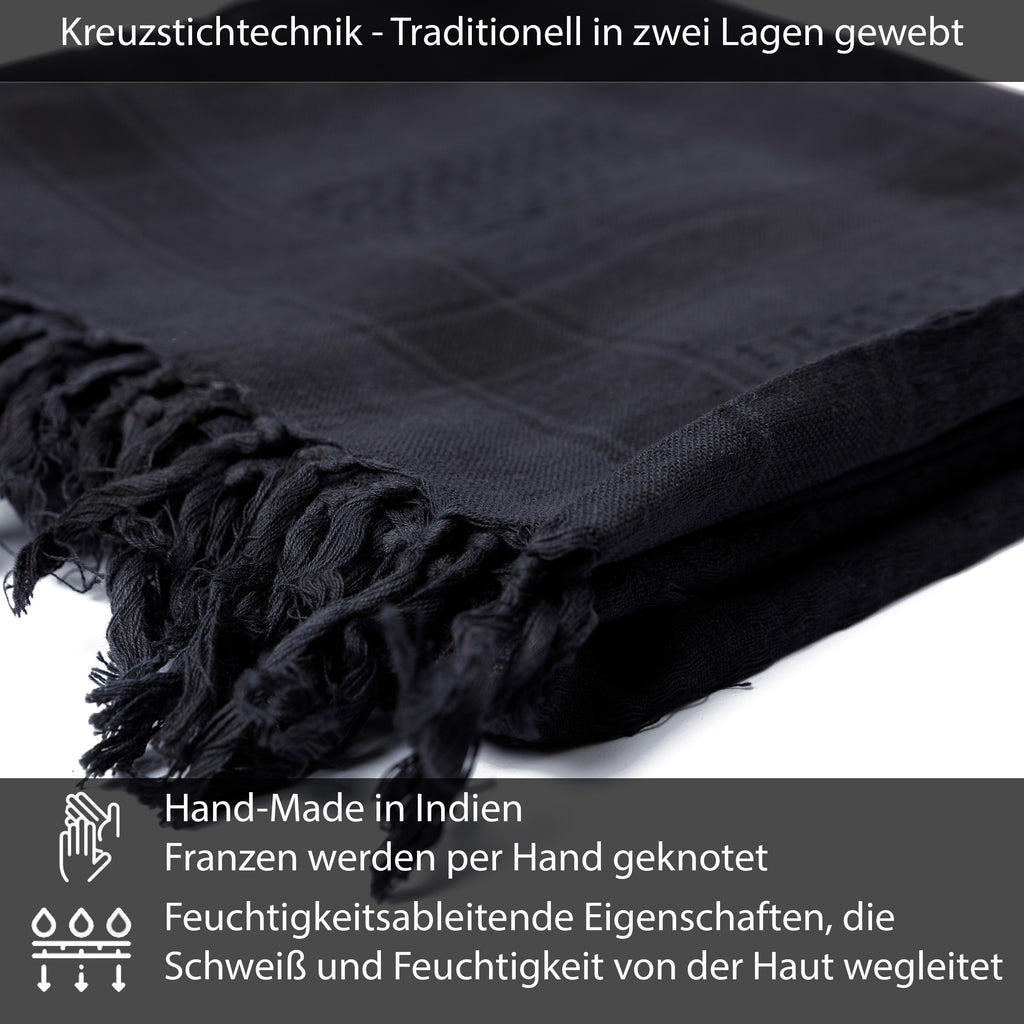 Palästinensertuch Shemagh Kufiya in Schwarz Schwarz