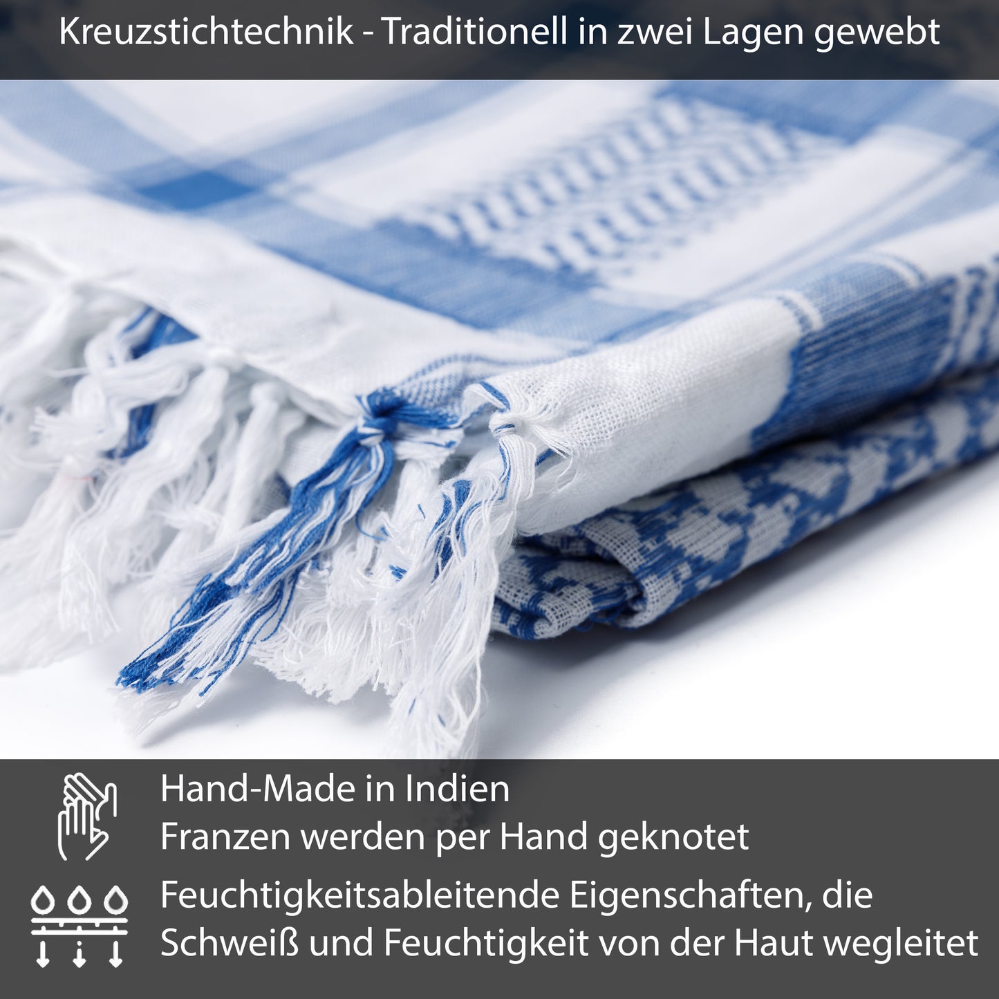 Palästinensertuch Shemagh Kufiya in Blau Weiß