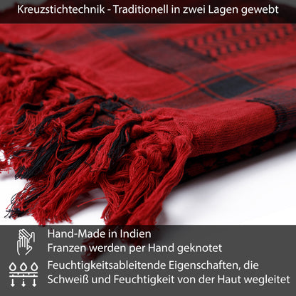 Palästinensertuch Shemagh Kufiya in Bordeaux Rot Schwarz
