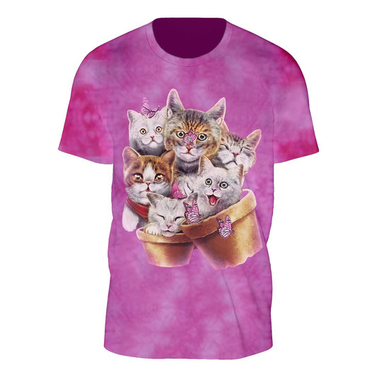 Wild Clothing Tie-Dye Rosa Katzen T-Shirt