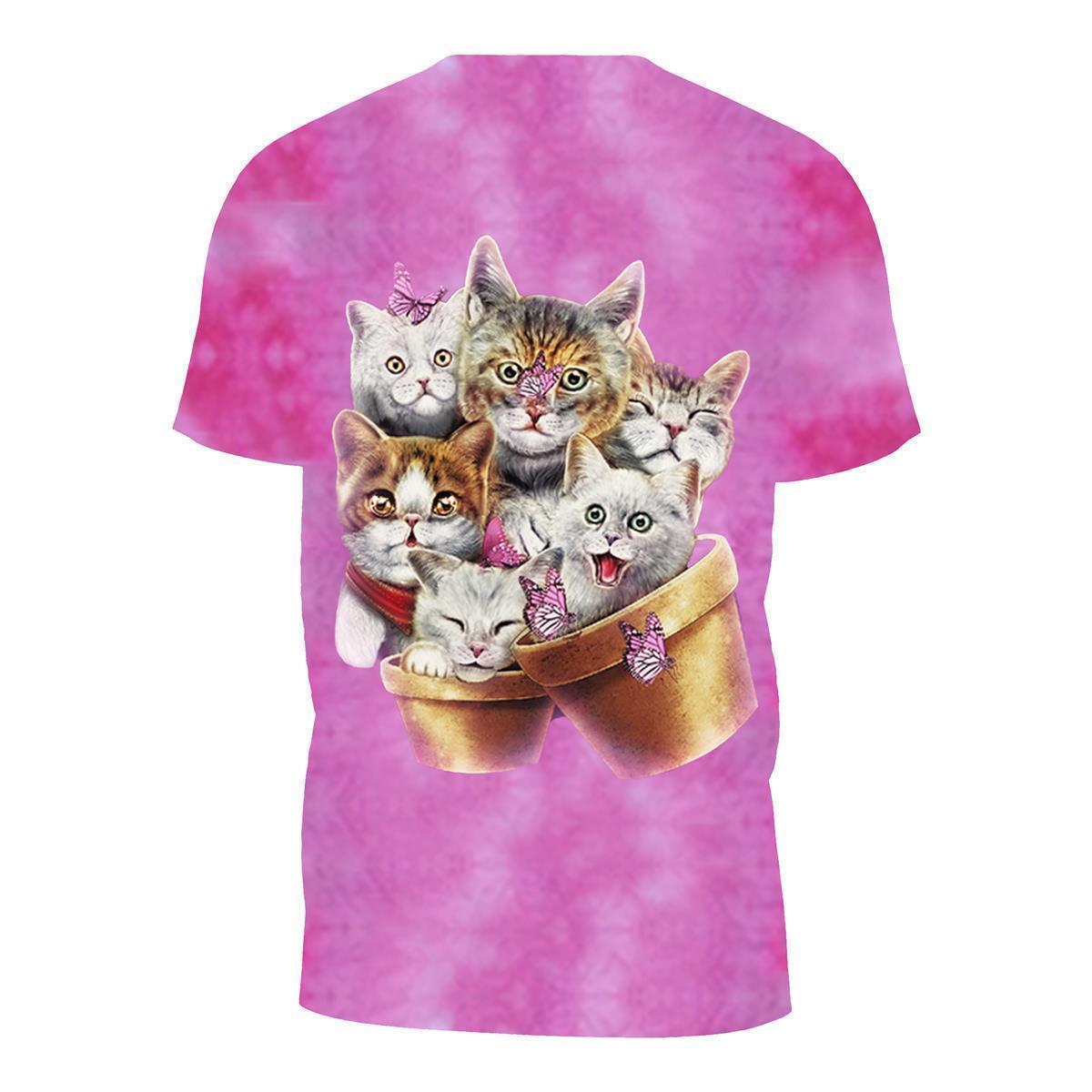 Wild Clothing Tie-Dye Rosa Katzen T-Shirt
