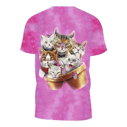 Wild Clothing Tie-Dye Rosa Katzen T-Shirt