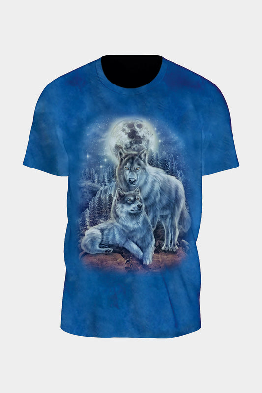 Wild Clothing Tie-Dye Blau Wölfen T-Shirt