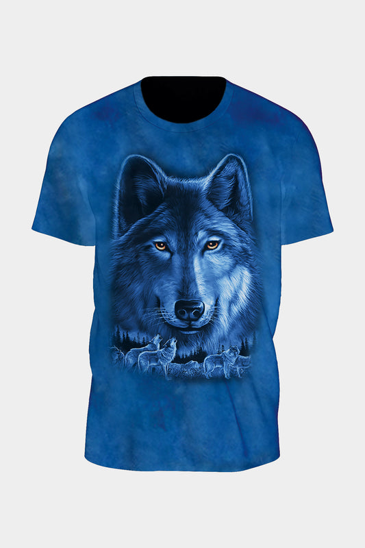 Wild Clothing Tie-Dye Blau einsamer Wolf T-Shirt