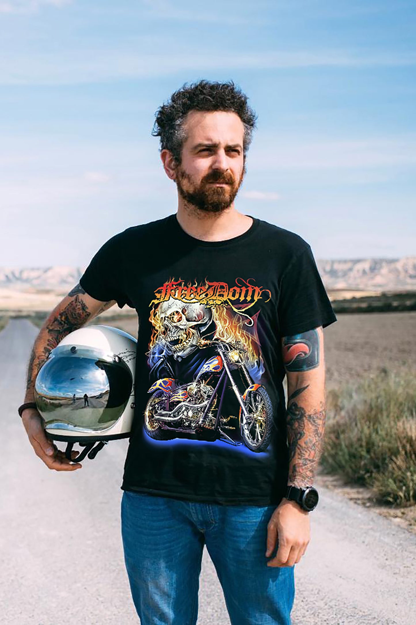 Wild Glow in the Dark Freedom Hellrider Skull T-Shirt