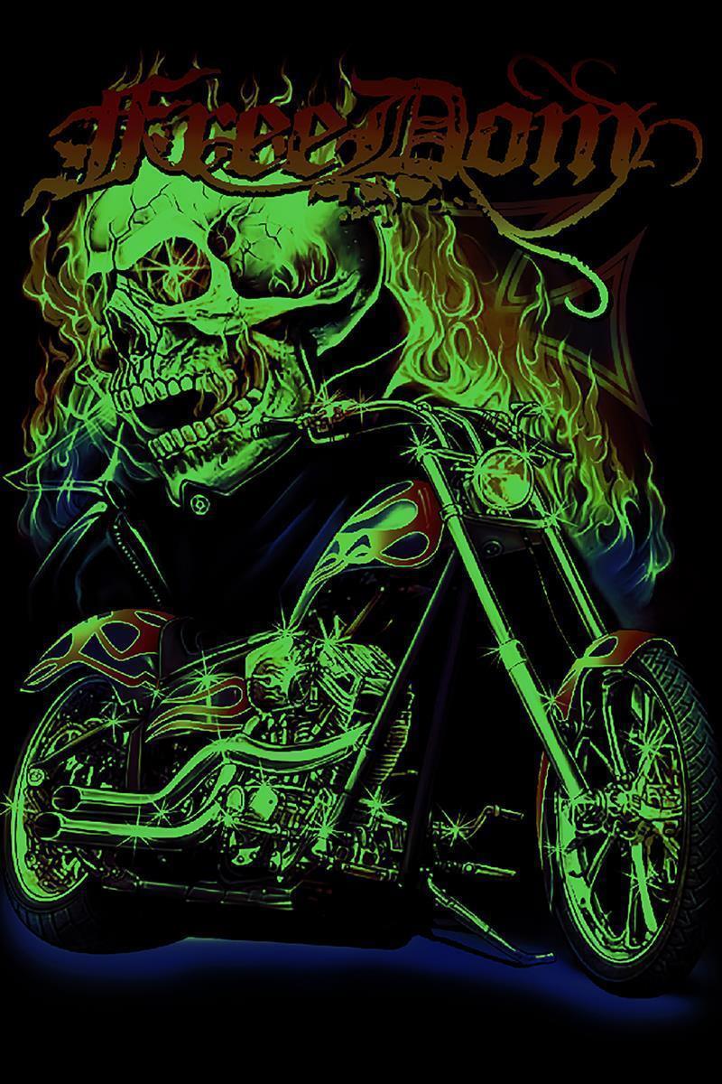 Wild Glow in the Dark Freedom Hellrider Skull T-Shirt
