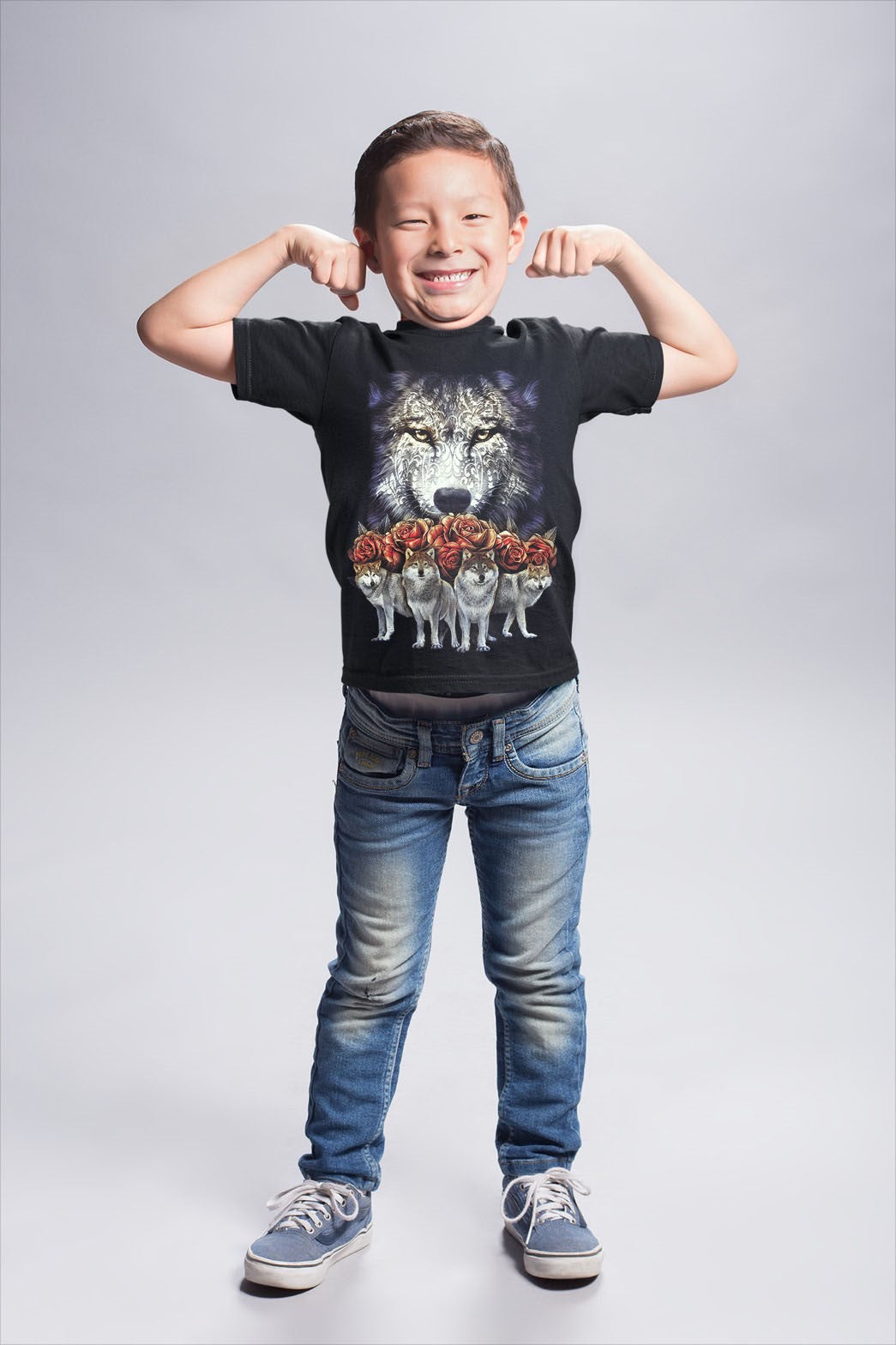 Wild Clothing Wölfen mit Roses Kinder T-Shirt
