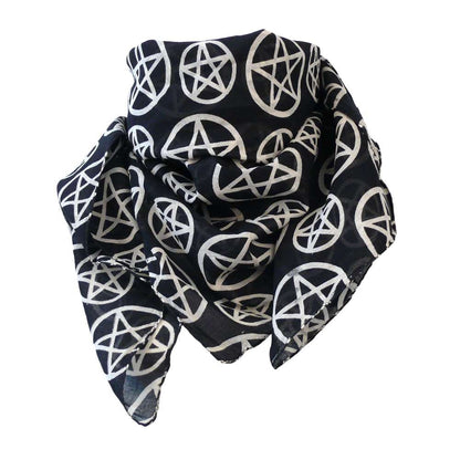 Baumwolltuch mit Ocult Pentagramm Muster in Schwarz Weiß
