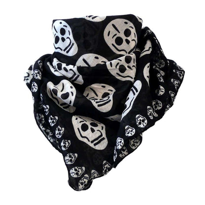 Baumwolltuch mit La Santa Muerte Skull Muster in Schwarz Weiß