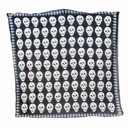 Baumwolltuch mit La Santa Muerte Skull Muster in Schwarz Weiß