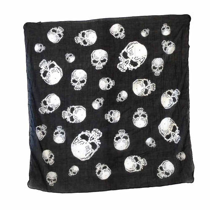 Baumwolltuch mit Schädel Muster in Schwarz Weiß