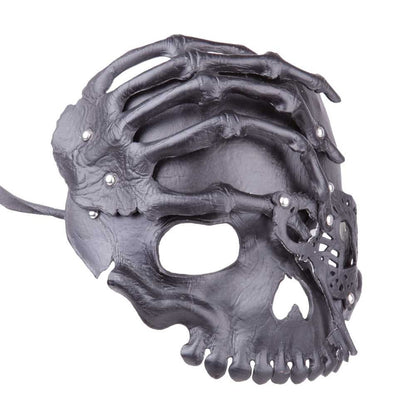 Halbschädel Maske mit der Hand - Schwarz